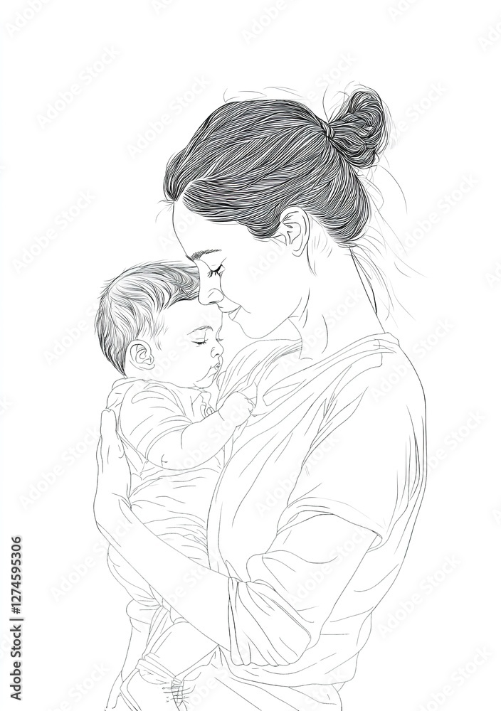 Tender Moment: Loving Embrace of a Parent and Child Tender Moment: Loving Embrace of a Parent and Child