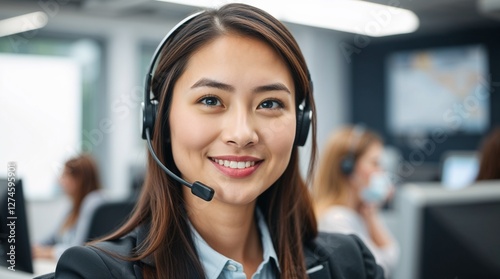 Professional Customer Service Agent Wearing a Headset. Generative AI