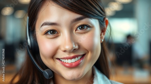 Professional Customer Service Agent Wearing a Headset. Generative AI