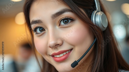 Professional Customer Service Agent Wearing a Headset. Generative AI