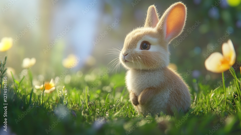 Fototapeta premium Adorable Bunny in a Spring Meadow