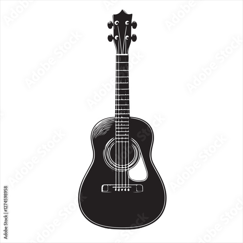 Black Guitar Strings Music Equipment Isolated Vector Illustration on a white background 10 eps

