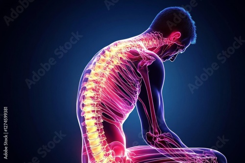 Back Pain Bad Posture Woman Sitting, 
