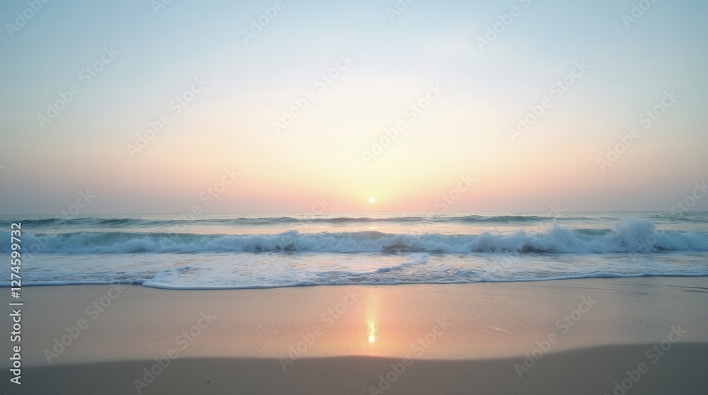 A serene ocean shore at sunrise with soft pastel skies, gentle waves washing onto the sandy beach, evoking a sense of quiet reflection. A serene ocean shore at sunrise with soft pastel skies, gentle waves washing onto the sandy beach, evoking a sense of quiet reflection.