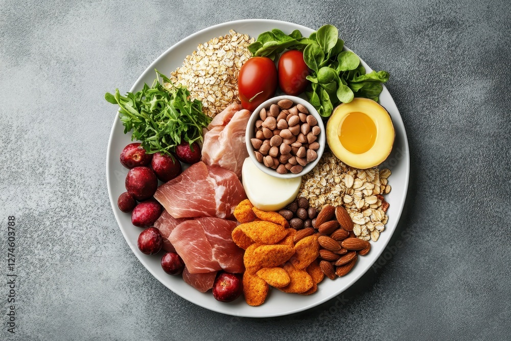 Healthy Sports Nutrition: Heart-Friendly Foods and Exercise Gear on Neutral Surface Healthy Sports Nutrition: Heart-Friendly Foods and Exercise Gear on Neutral Surface