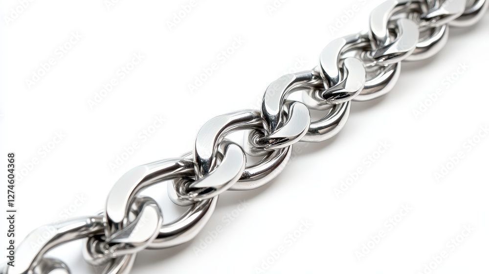 Obraz premium Silver chain on a white background, isolated.
