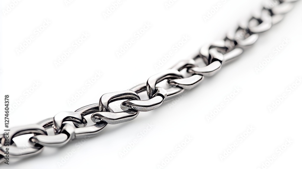 Obraz premium Silver chain on a white background, isolated.
