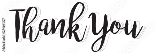 Thank You - handwritten text isolated on white background. Calligraphic vector hand-drawn lettering. Handwritten calligraphy.