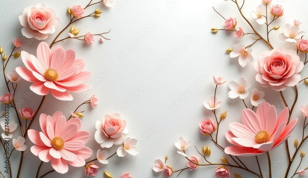 Fototapeta premium fresh white blossoms on soft pastel backdrop