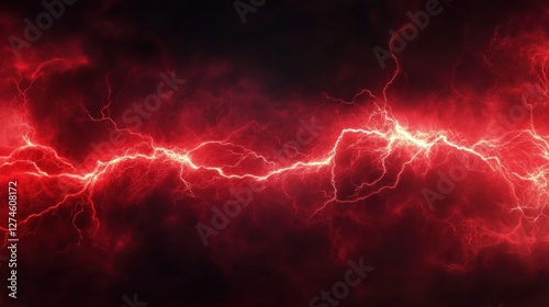 Fiery Red Lightning Storm: A Digital Artwork of Intense Energy