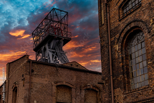 Dramatic sunset over the mine photo