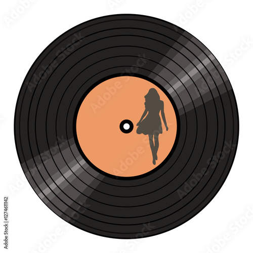 Vinyl disk retro style illustration vector art decor design 70s, 80s, 90s music pattern