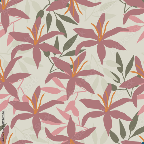 Seamless pattern with floral motifs. Vector illustration.