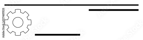 Gear shape with parallel horizontal lines signifies mechanics, efficiency, and structured processes. Ideal for technology, workflow, engineering, automation, productivity, systems design abstract