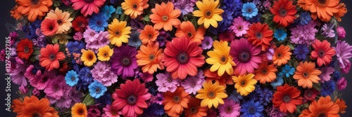Vibrant colorful blooms in a circular pattern,  flowers,  floral