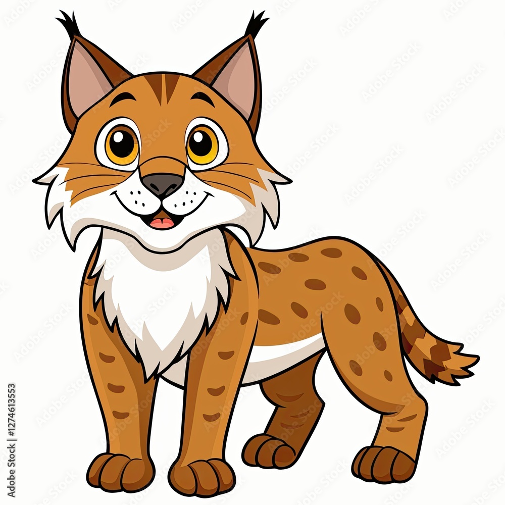 Bobcat cartoon character smiling with playful expression Bobcat cartoon character smiling with playful expression