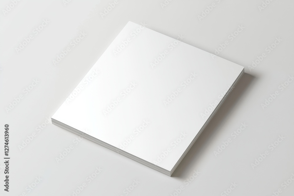 Empty Square Booklet Mockup on Soft Grey Surface for Catalog Design Showcase Empty Square Booklet Mockup on Soft Grey Surface for Catalog Design Showcase