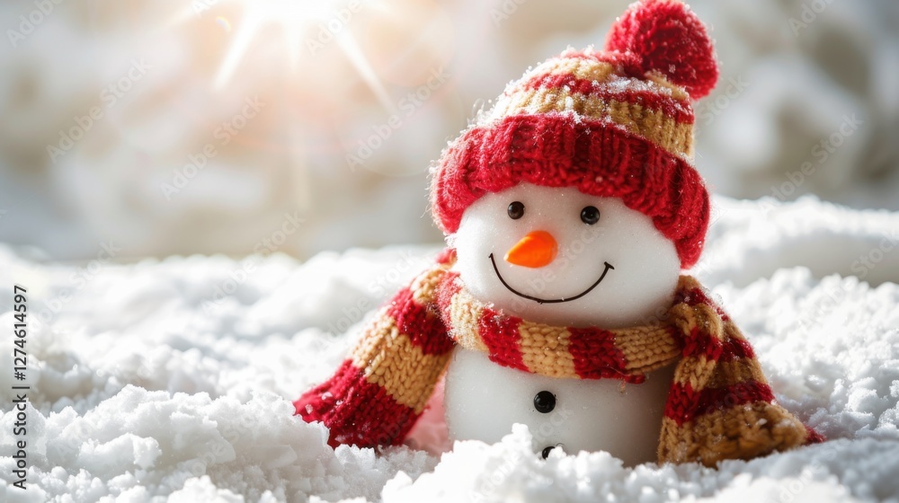 Cheerful sun with a snowman, enjoying a winter day, isolated on white Cheerful sun with a snowman, enjoying a winter day, isolated on white