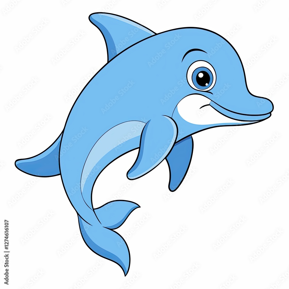 Fototapeta premium Dolphin icon smiling and swimming against a white background