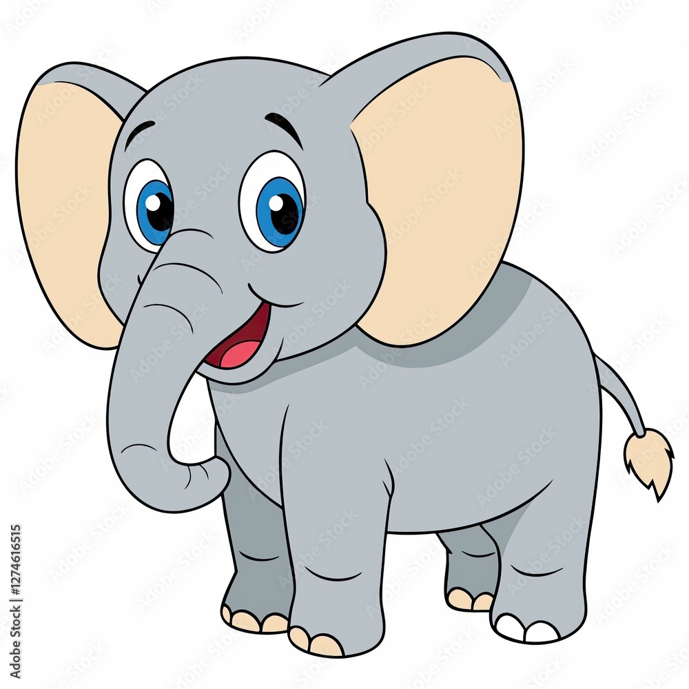 Obraz premium Happy cartoon elephant smiling in a cheerful style