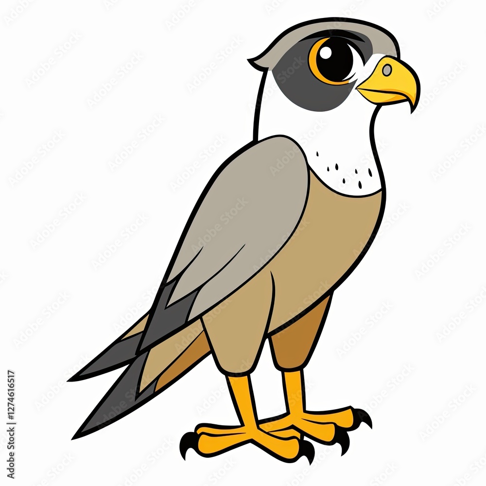 Fototapeta premium Falcon icon standing proudly against a white background