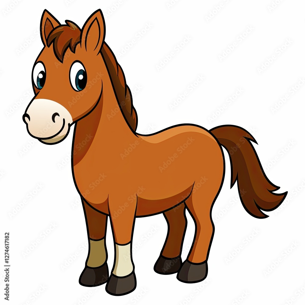 Cartoon horse smiling against white background Cartoon horse smiling against white background