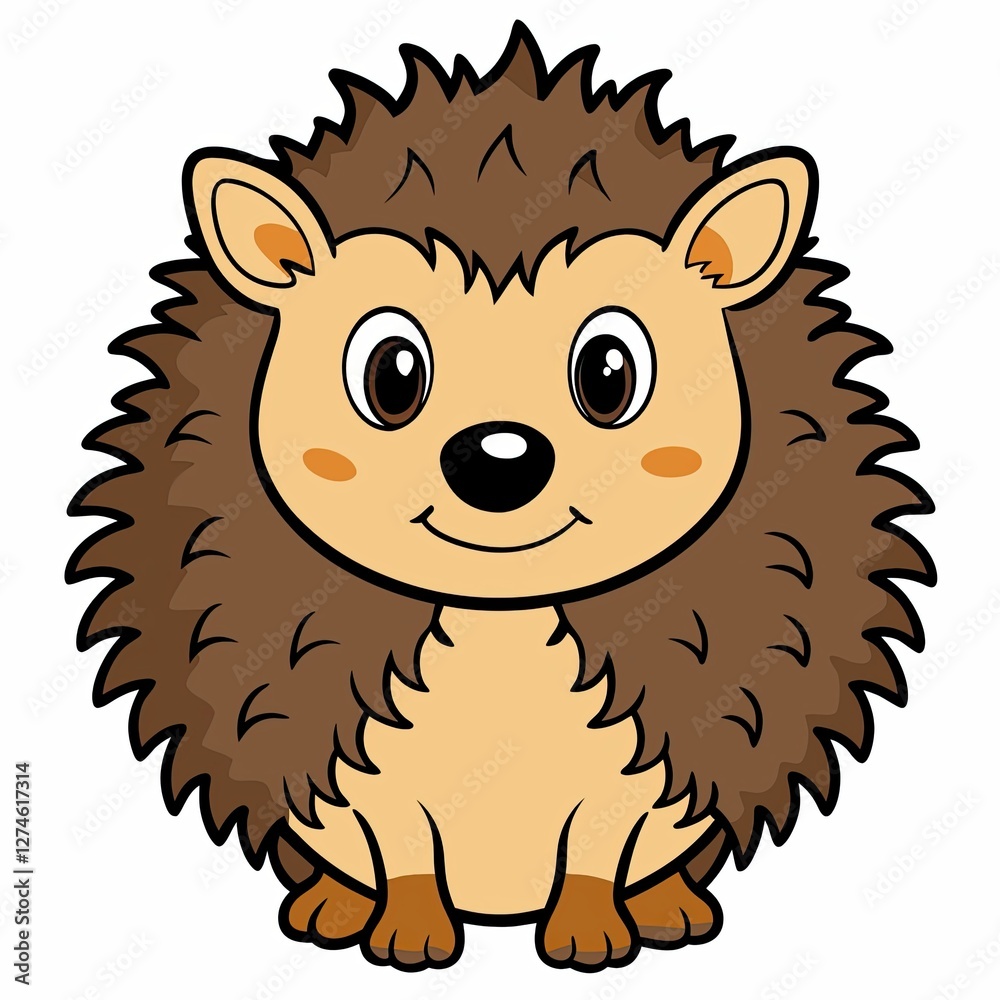 Hedgehog icon smiling cartoon character on a white background