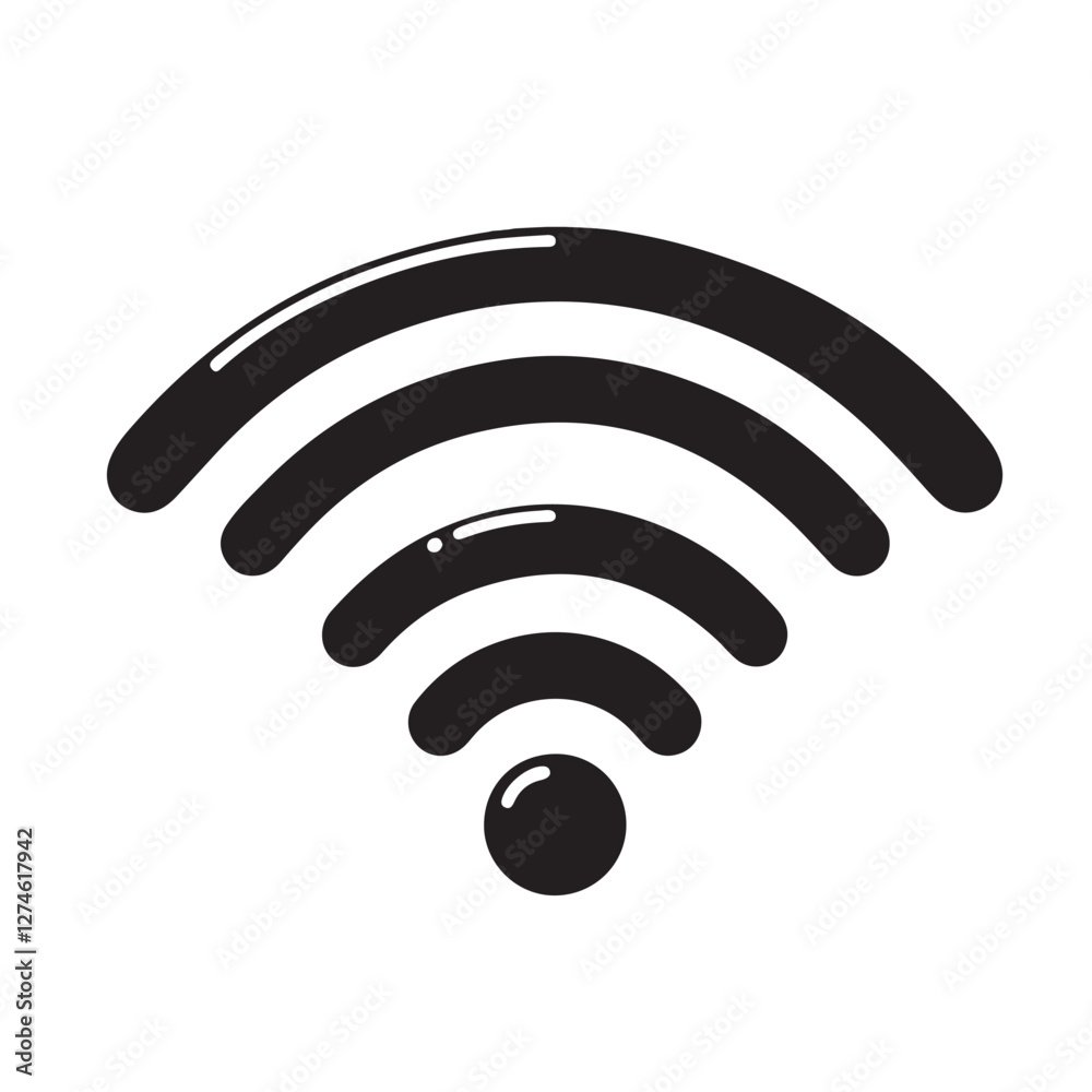 WiFi Isolated Silhouette Vector Icon Illustration sillhoutte on a white background 10 eps WiFi Isolated Silhouette Vector Icon Illustration sillhoutte on a white background 10 eps