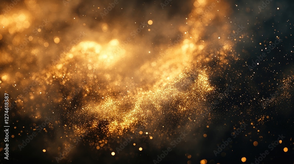 Fototapeta premium Gold glittering fireworks display background.