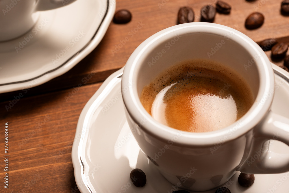 Caffè napoletano, tazzina di espresso italiano, colazione europea Caffè napoletano, tazzina di espresso italiano, colazione europea