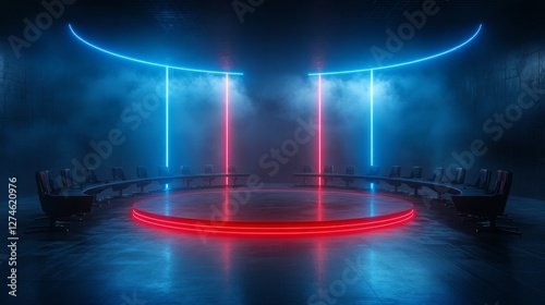 Massive US Senate chamber featuring advanced holographic technology at a pivotal discussion