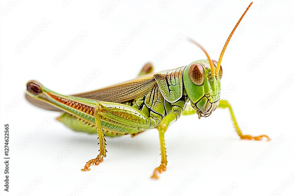 grasshopper on isolated white background. macro photo. grasshopper on isolated white background. macro photo.