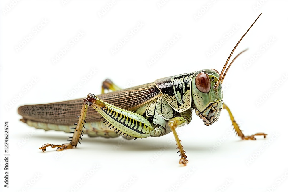 Fototapeta premium grasshopper on isolated white background. macro photo.