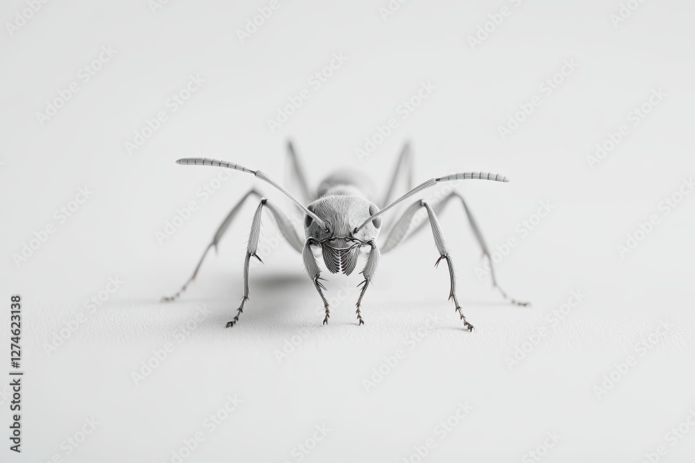 red ant on white background. close up red ant on white background. close up
