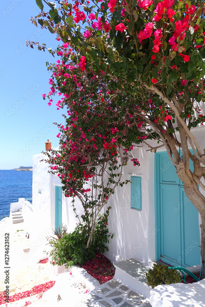 Obraz premium Small seaside fishing village of Faros with crystal clear beaches and traditional Cycladic character, Sifnos island, Cyclades, Greece