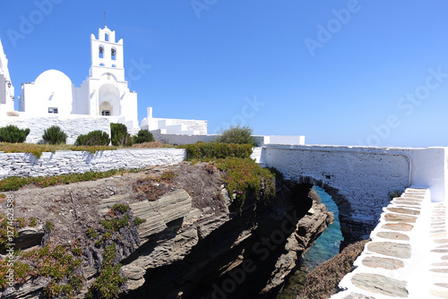 Beautiful church of Chrysopigi built in a small seaside peninsula, Sifnos island, Cyclades, Greece