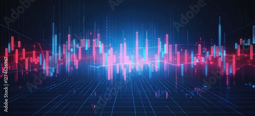 Green candlesticks pointing upwards show crypto value increasing. The chart also depicts historical price movements through volume and time intervals