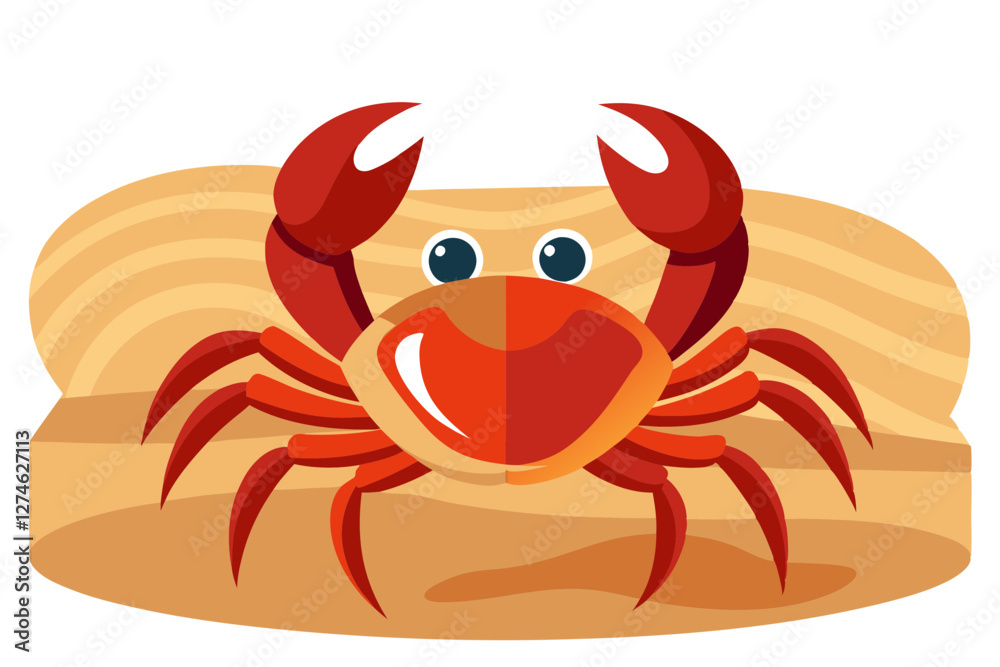 Fototapeta premium Vector Art of a Crab with Large Claws on a Seabed