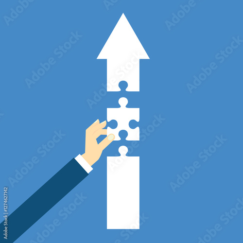 Teamwork working together to success, cooperation or team building collaborate to solve problem, partnership, help and support, business people colleagues help work together to connect jigsaw puzzle.