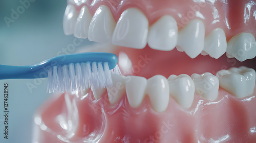 Dental Care Models with Artificial Teeth and Dentures Isolated for Oral Health and Hygiene