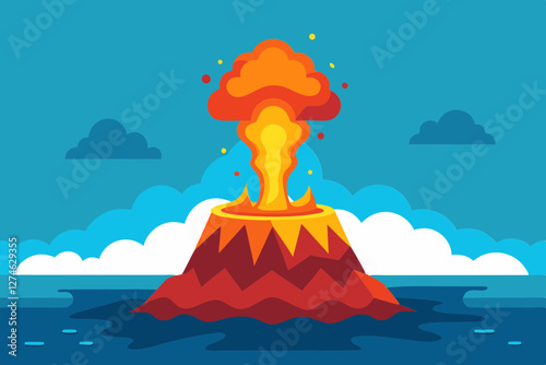 Stunning Underwater Volcano Eruption Vector Design