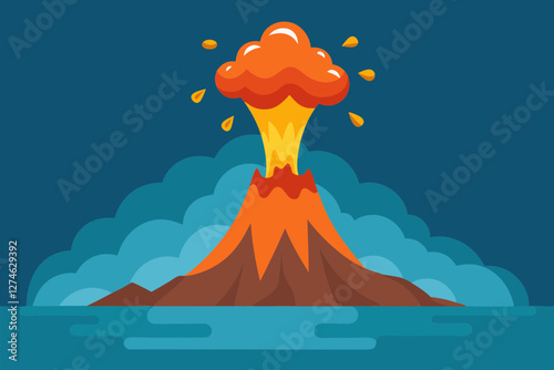 Stunning Underwater Volcano Eruption Vector Design