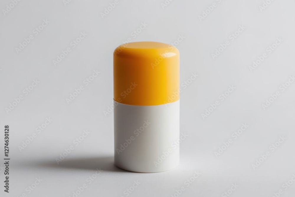 A vibrant yellow lid atop a sleek white cylindrical container on a neutral backdrop isolated on transparent background A vibrant yellow lid atop a sleek white cylindrical container on a neutral backdrop isolated on transparent background