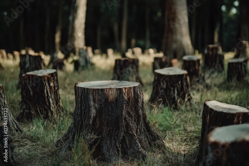 Wallpaper Mural Stumps left in a forest after tree removal show the impact of deforestation Torontodigital.ca