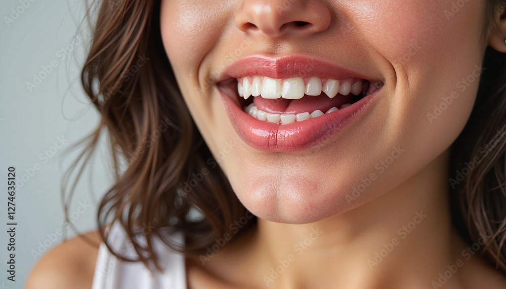 Beautiful smile of young woman showcasing perfect teeth, beauty concept Beautiful smile of young woman showcasing perfect teeth, beauty concept