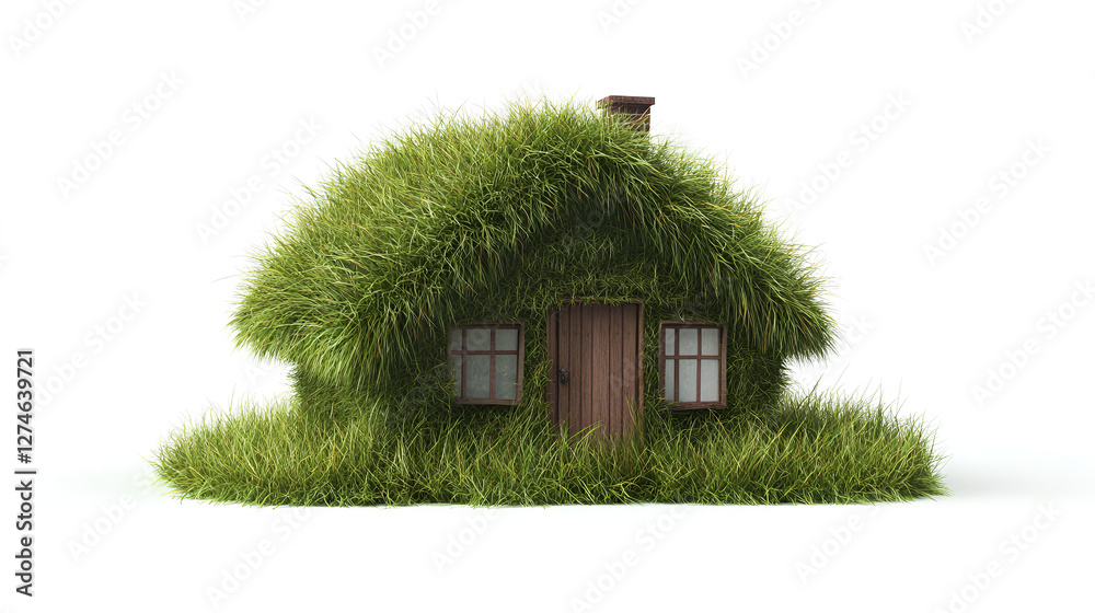 Green, eco friendly house, real estate concept. Overlay on white background Green, eco friendly house, real estate concept. Overlay on white background