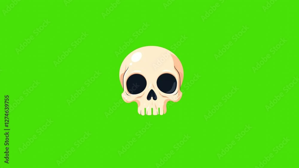 4k icon of white skull isolated on green background 4k icon of white skull isolated on green background