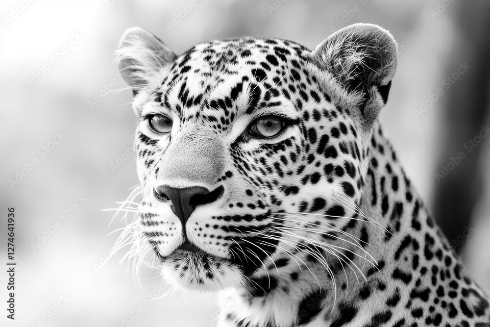 Obraz premium A majestic African leopard looking directly into the camera.