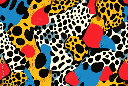 Vivid animal print pattern in bold colors with a pop art style. photo