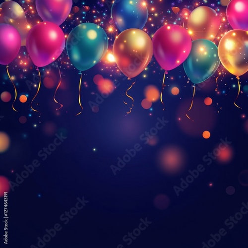 Background with colorful balloons and confetti. Vector illustration. Eps 10